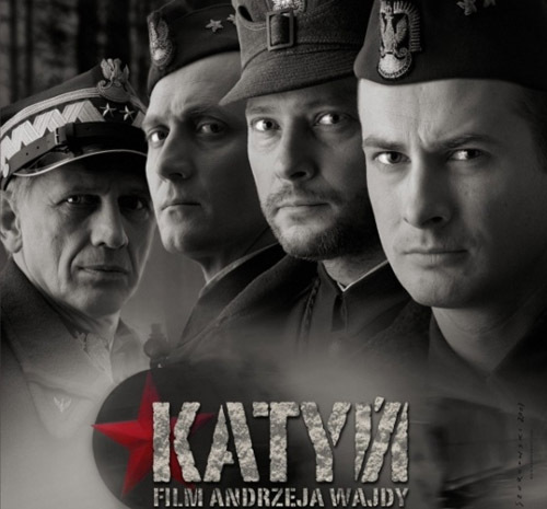 Plakat promujący film Katyń w reżyserii Andrzeja Wajdy