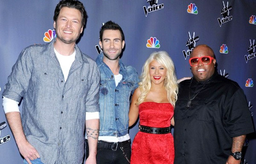 Jurorzy programu The Voice: Blake Shelton, Adam Levine, Christina Aguilera i Cee Lo Green | fot. NBC